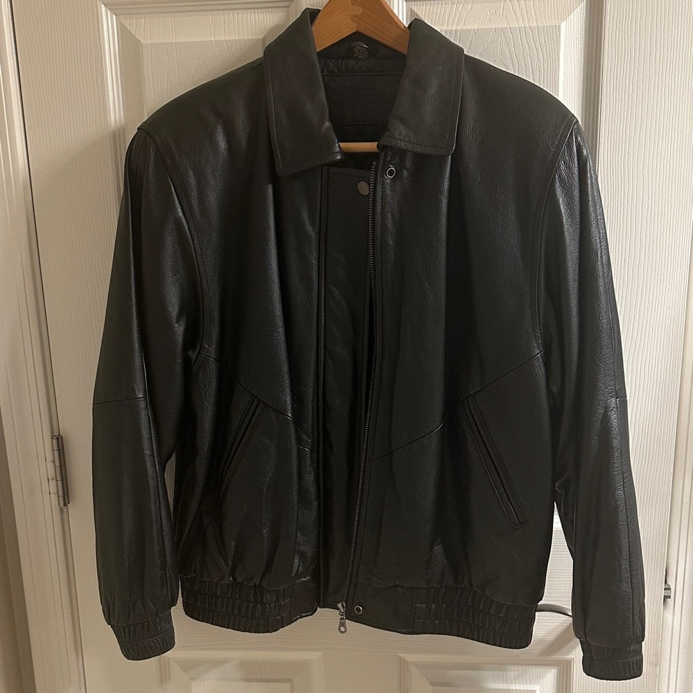 St John’s Bay Black Leather Bomber Jacket